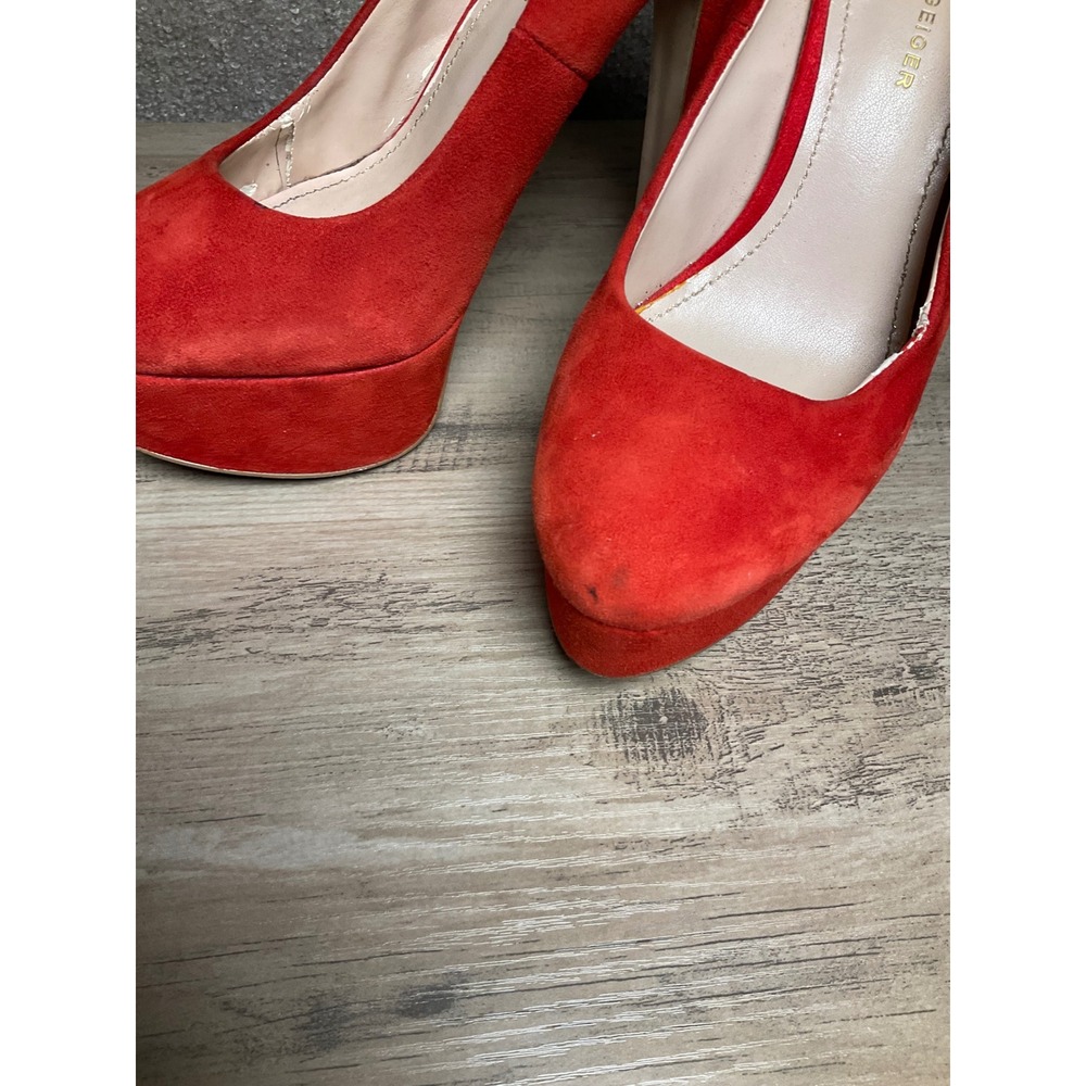 KG Kurt Geiger Red Suede Platform Pumps Star Detail High Heels Size 38 - Picture 8 of 9